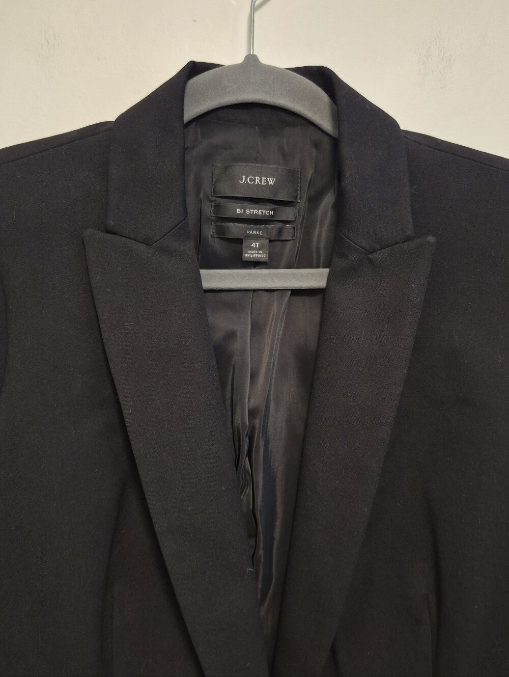J. Crew Parke Blazer Bi Stretch Black One Button Academia Career Size 4 Tall - Picture 6 of 14